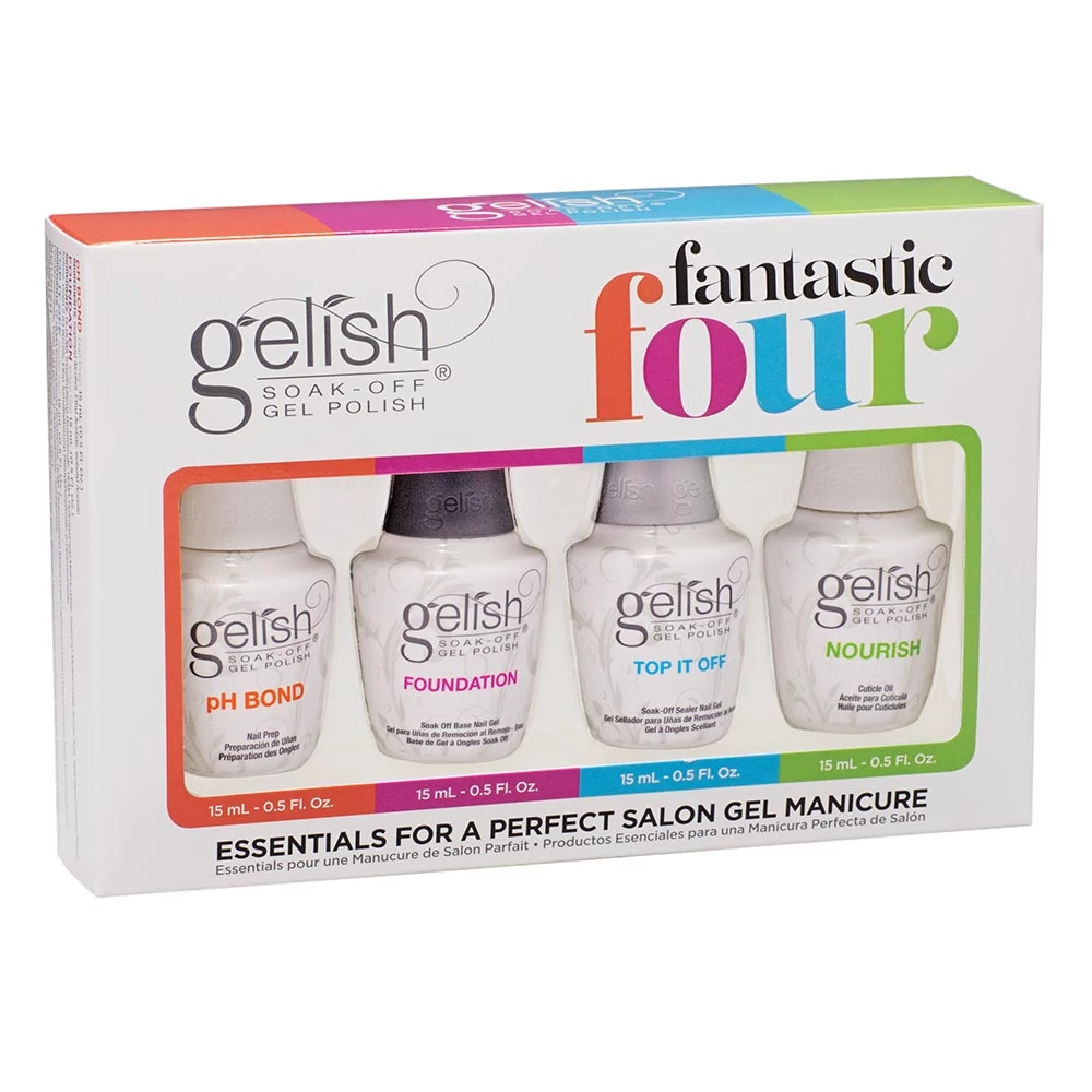 Gelish Fantastic Four - pH Bond Nail Prep, Foundation alaplakk, Top It Off fedőlakk és Nourish olaj