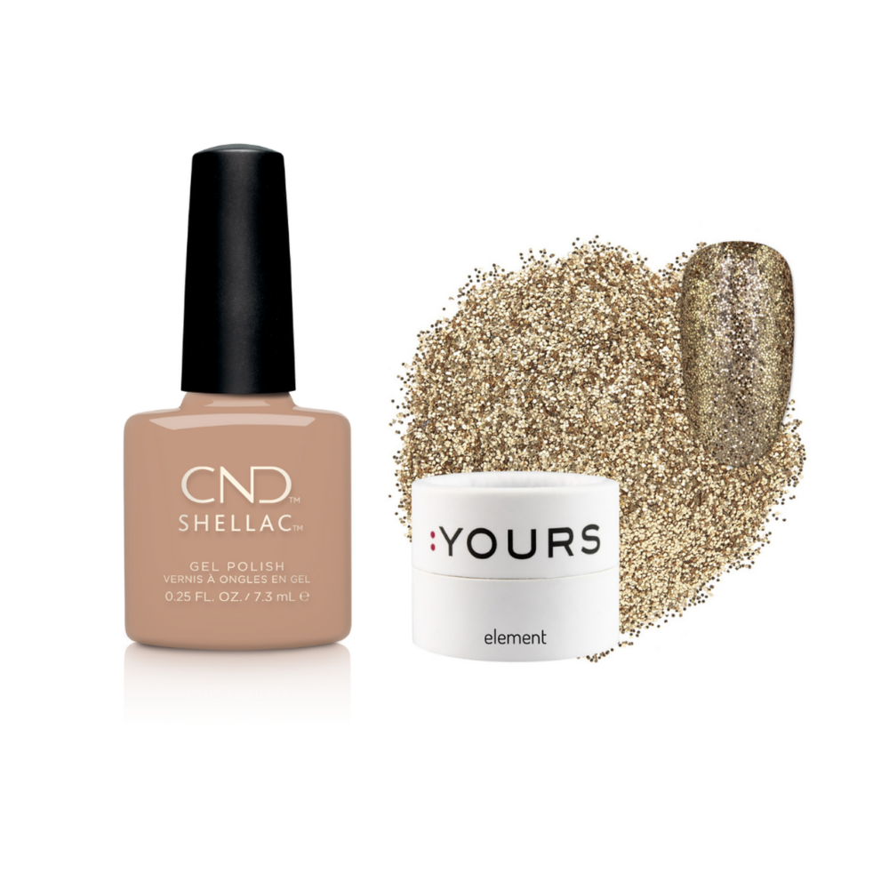CND Shellac Wrapped in Linen és :YOURS Element Gold Drums DUO
